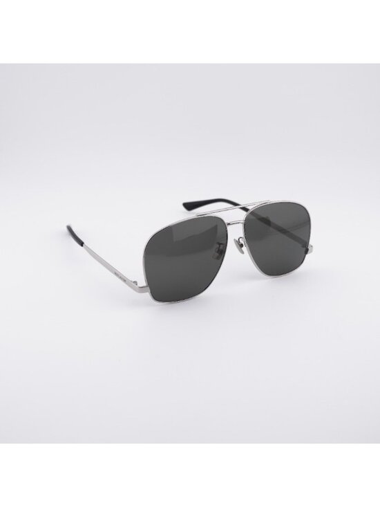 Saint Laurent SL653/F LEON 001 Sunglasses Silver Aviator Frame, Grey Lenses